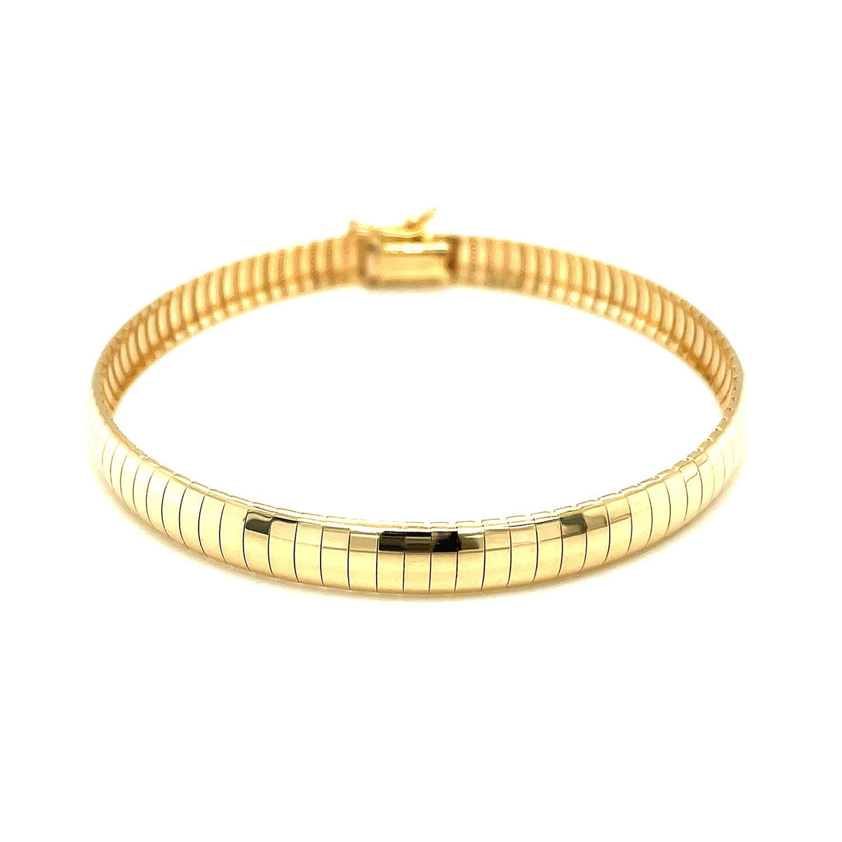 14k yellow gold classic omega bracelet, 6mm, Avera Group, view 2
