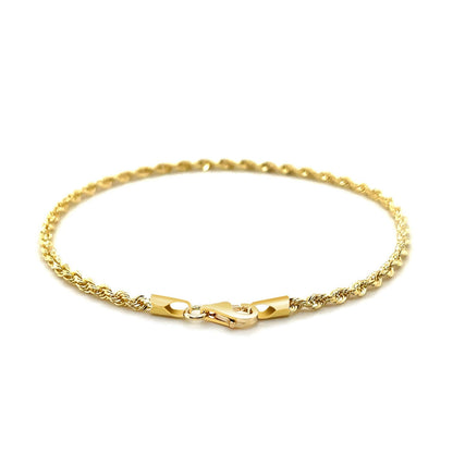 10k yellow gold solid diamond-cut rope bracelet, 2.5mm, Avera Group, view 3