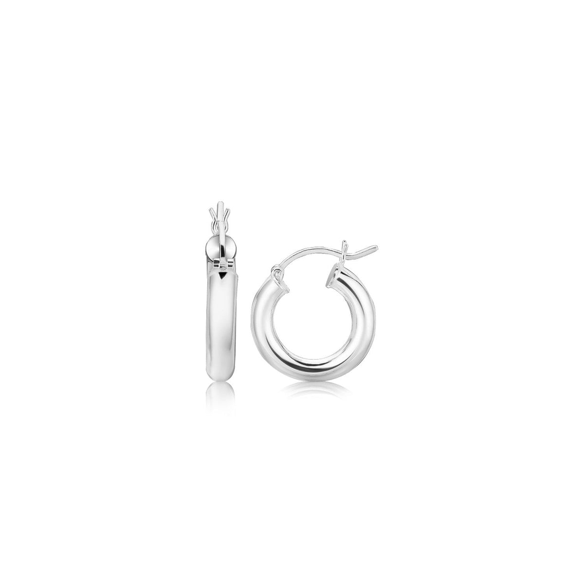 Sterling Silver Thick Polished Hoop Earrings with Rhodium Plating (2x20mm) by Avera Group