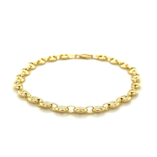 4.7 mm 14k yellow gold puffed mariner anklet, Avera Group, view 2