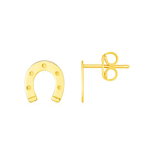 14k yellow gold polished horseshoe post earrings by Avera Group