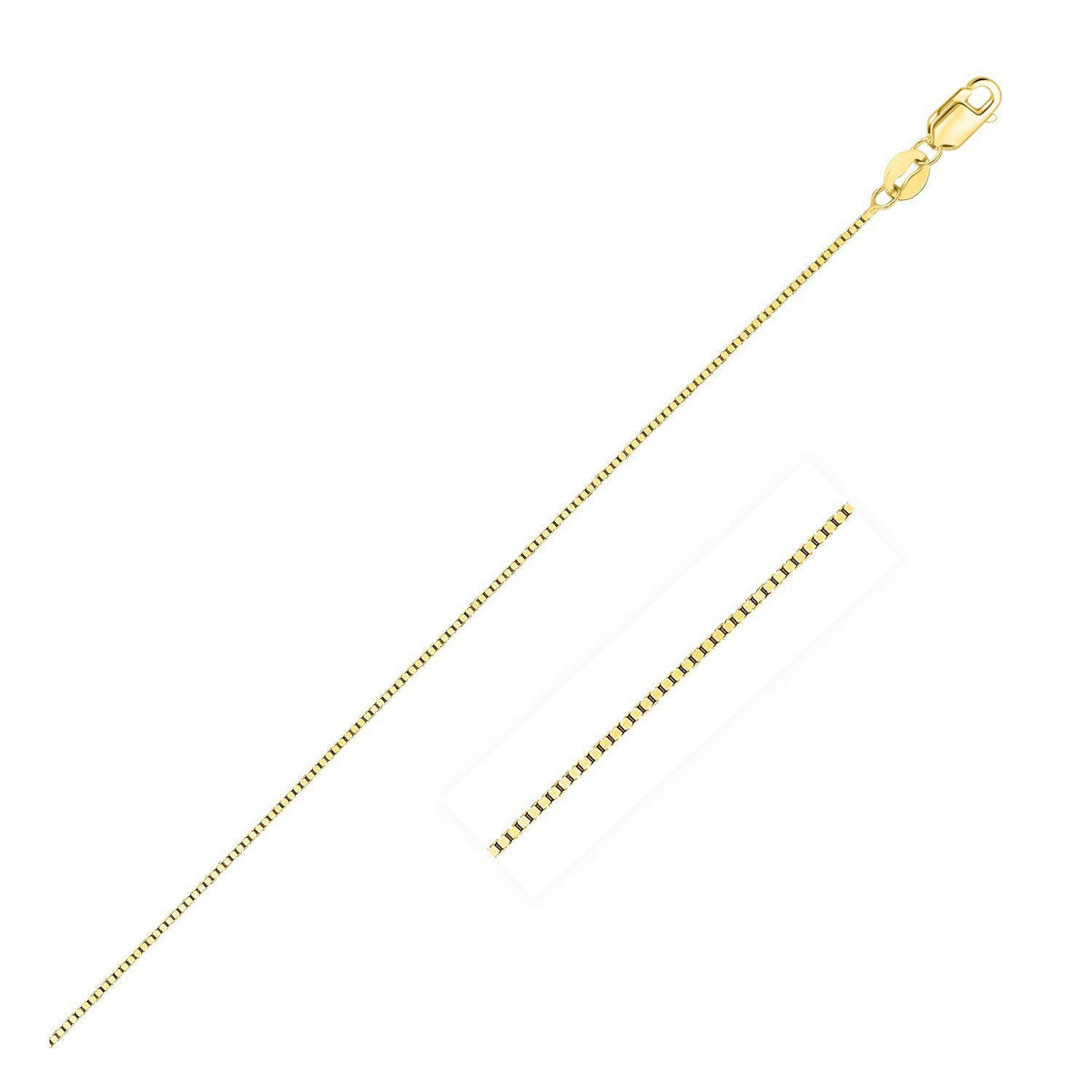 14k yellow gold classic box chain, 0.45mm, lobster clasp, Avera Group