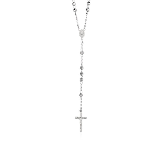 Rosary Chain and Large Bead Necklace in Sterling Silver by Avera Group