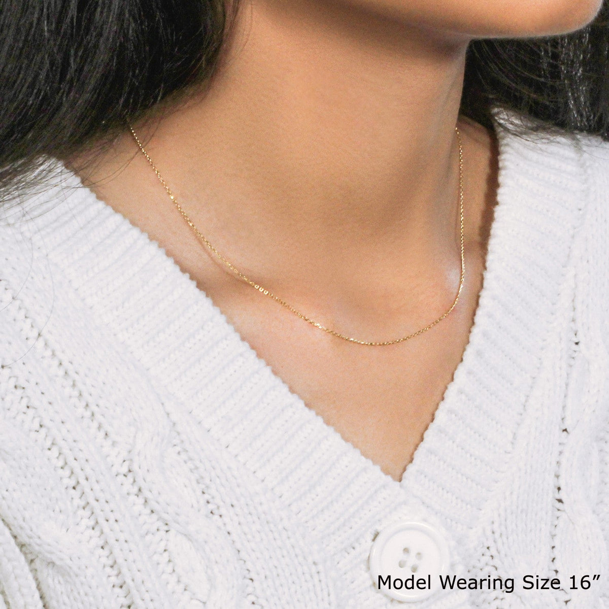 18k yellow gold diamond-cut cable link chain, 0.8mm by Avera Group, view 2