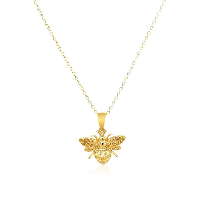 14k yellow gold bee necklace, Avera Group, view 2