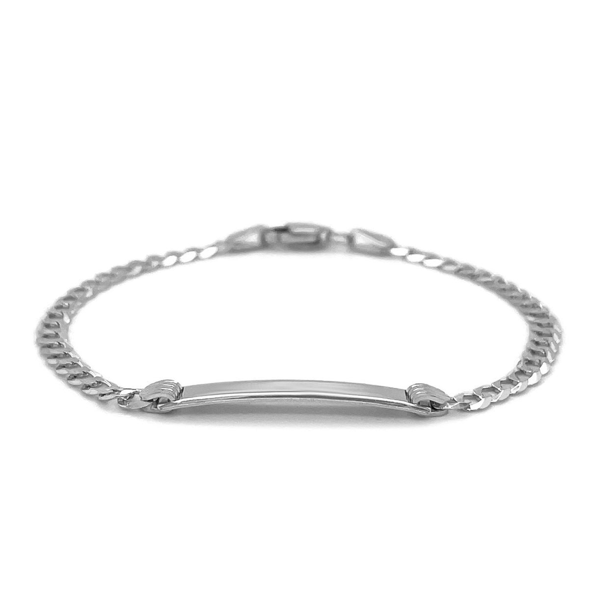 14k white gold children's curb link ID bracelet, Avera Group, view 2