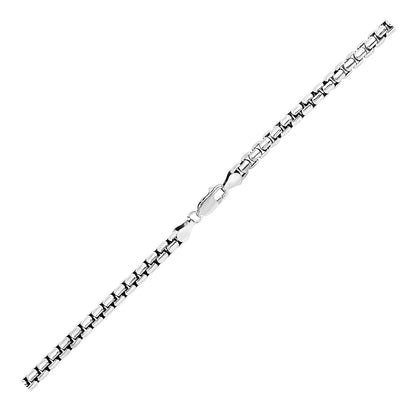 Sterling Silver Rhodium Plated Round Box Bracelet (5.20 mm) by Avera Group
