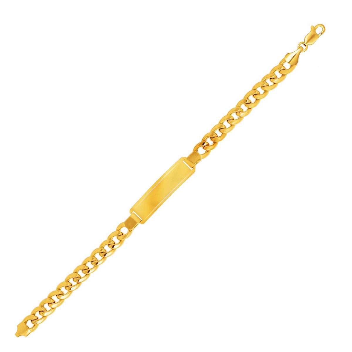14k yellow gold men's Cuban chain ID bracelet, 8mm by Avera Group