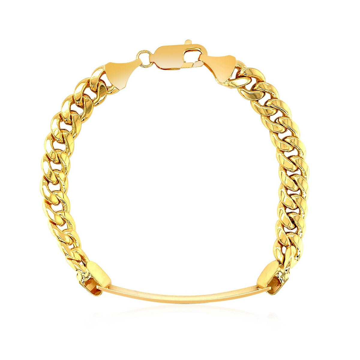 14k yellow gold men's Cuban chain ID bracelet, 8mm by Avera Group, view 3