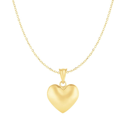 Puffed Heart Pendant in 10k Yellow Gold by Avera Group