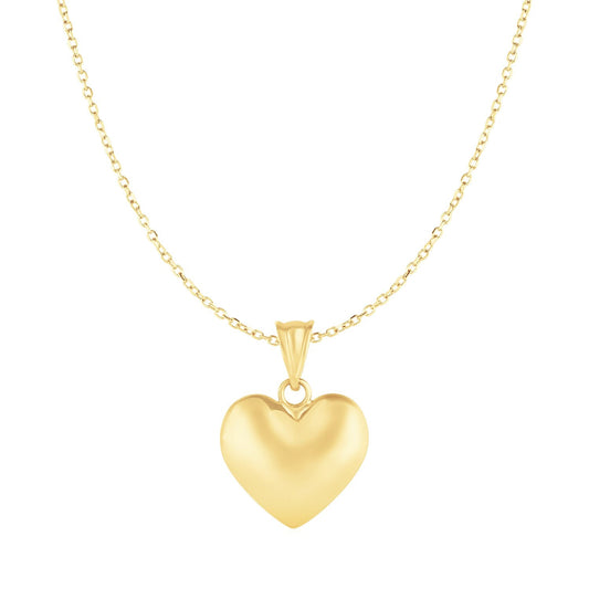 Puffed Heart Pendant in 10k Yellow Gold by Avera Group