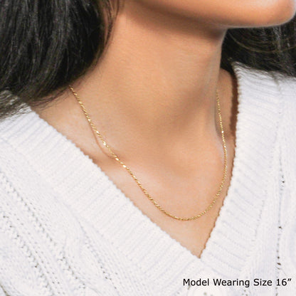 18k yellow gold diamond-cut cable link chain, 1.10mm by Avera Group, view 2
