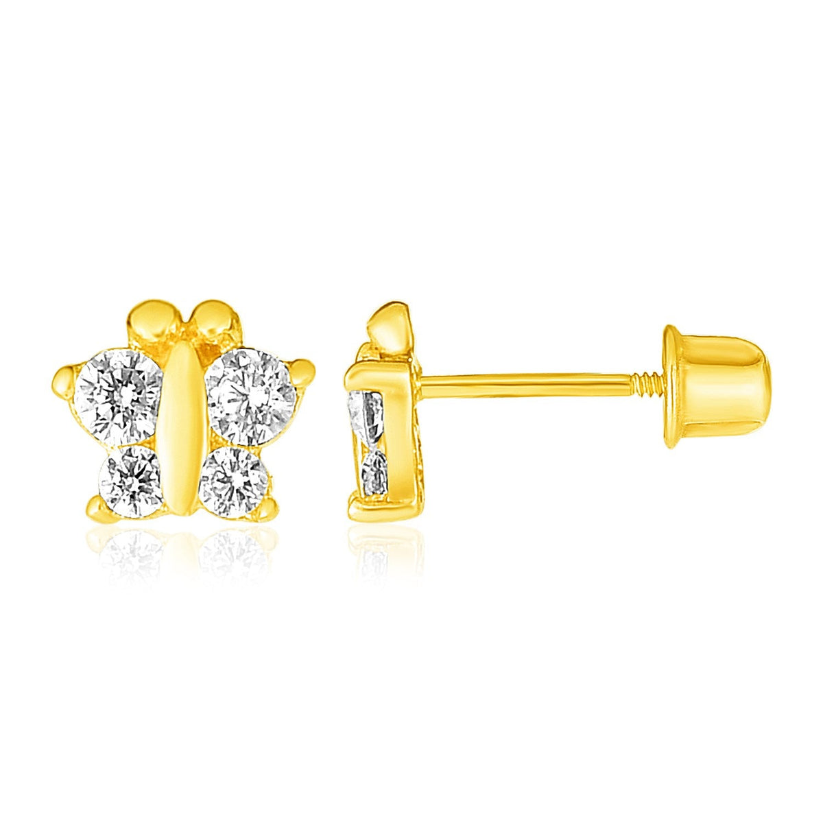 14k yellow gold butterfly children's earrings by Avera Group