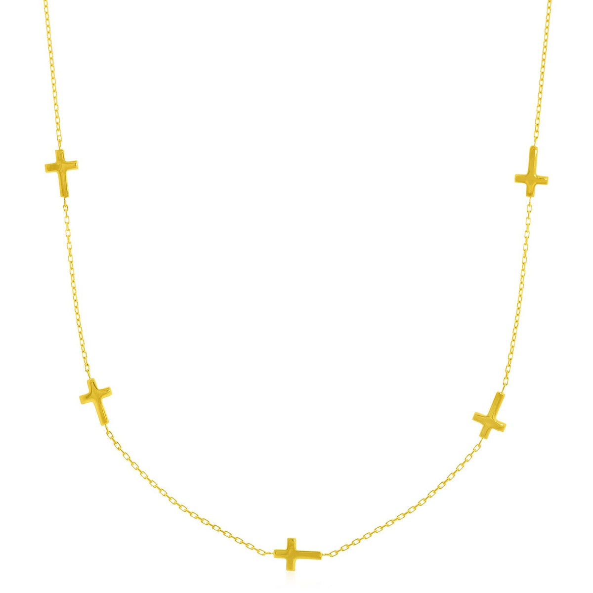 14k yellow gold chain necklace with cross stations, Avera Group