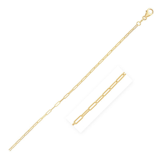 14k yellow gold fine paperclip anklet, 1.5mm by Avera Group
