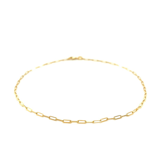 10 inch 14k yellow gold paperclip anklet, 1.5mm, Avera Group, view 2