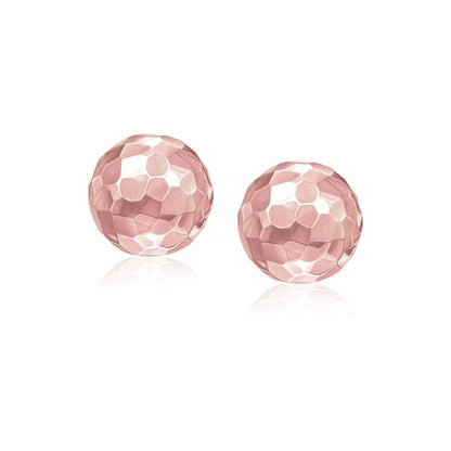 14k rose gold round faceted style stud earrings by Avera Group