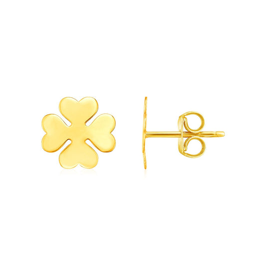14k yellow gold four leaf clover post earrings with push backs by Avera Group