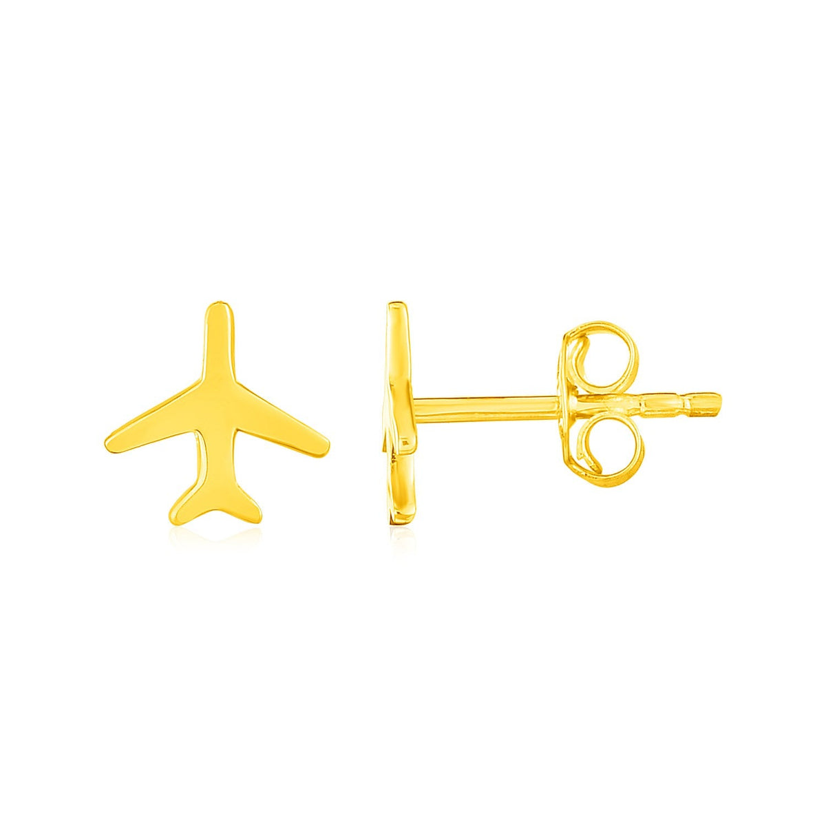 14k yellow gold airplane earrings by Avera Group