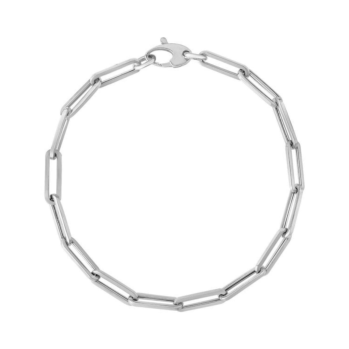 14k white gold bold paperclip chain bracelet, Avera Group
