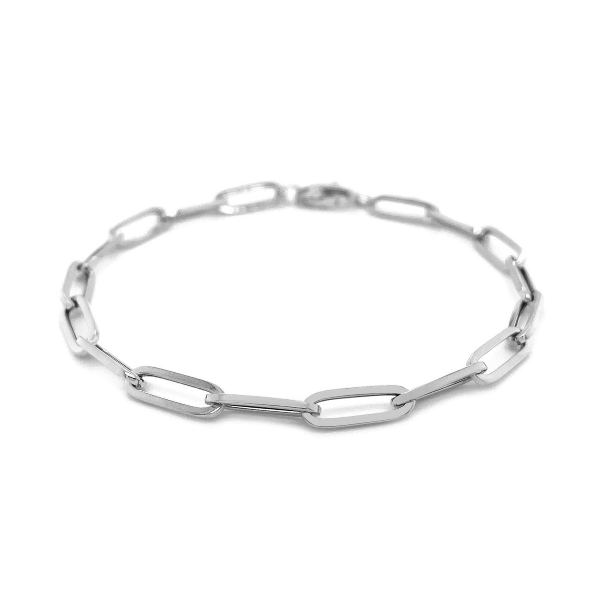 14k white gold paperclip chain bracelet, 4.20mm, Avera Group, view 2