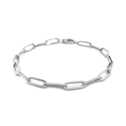14k white gold paperclip chain bracelet, 4.20mm, Avera Group, view 2