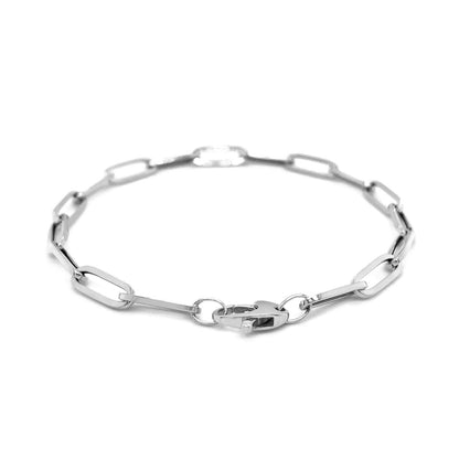 14k white gold paperclip chain bracelet, 4.20mm, Avera Group, view 3