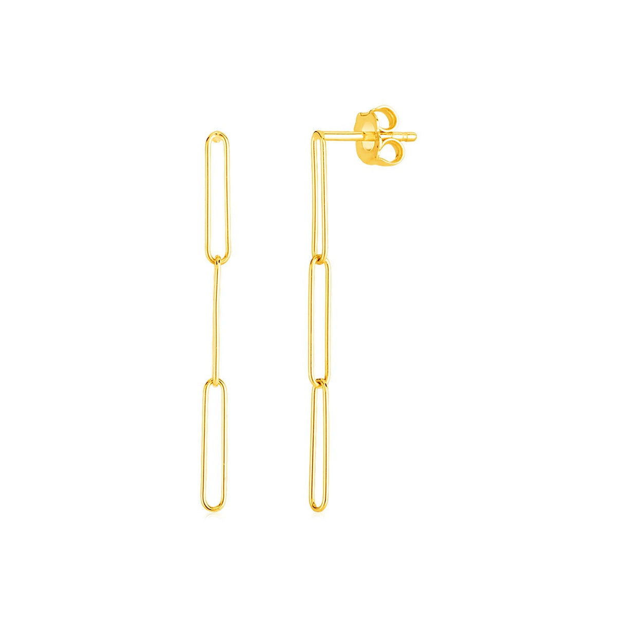 14k yellow gold paperclip chain dangle earrings, 39.2mm by Avera Group