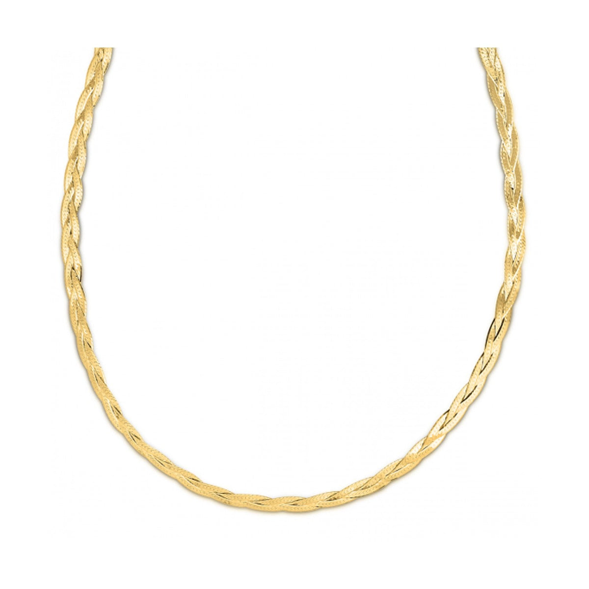 14k yellow gold braided herringbone chain 3.2mm by Avera Group