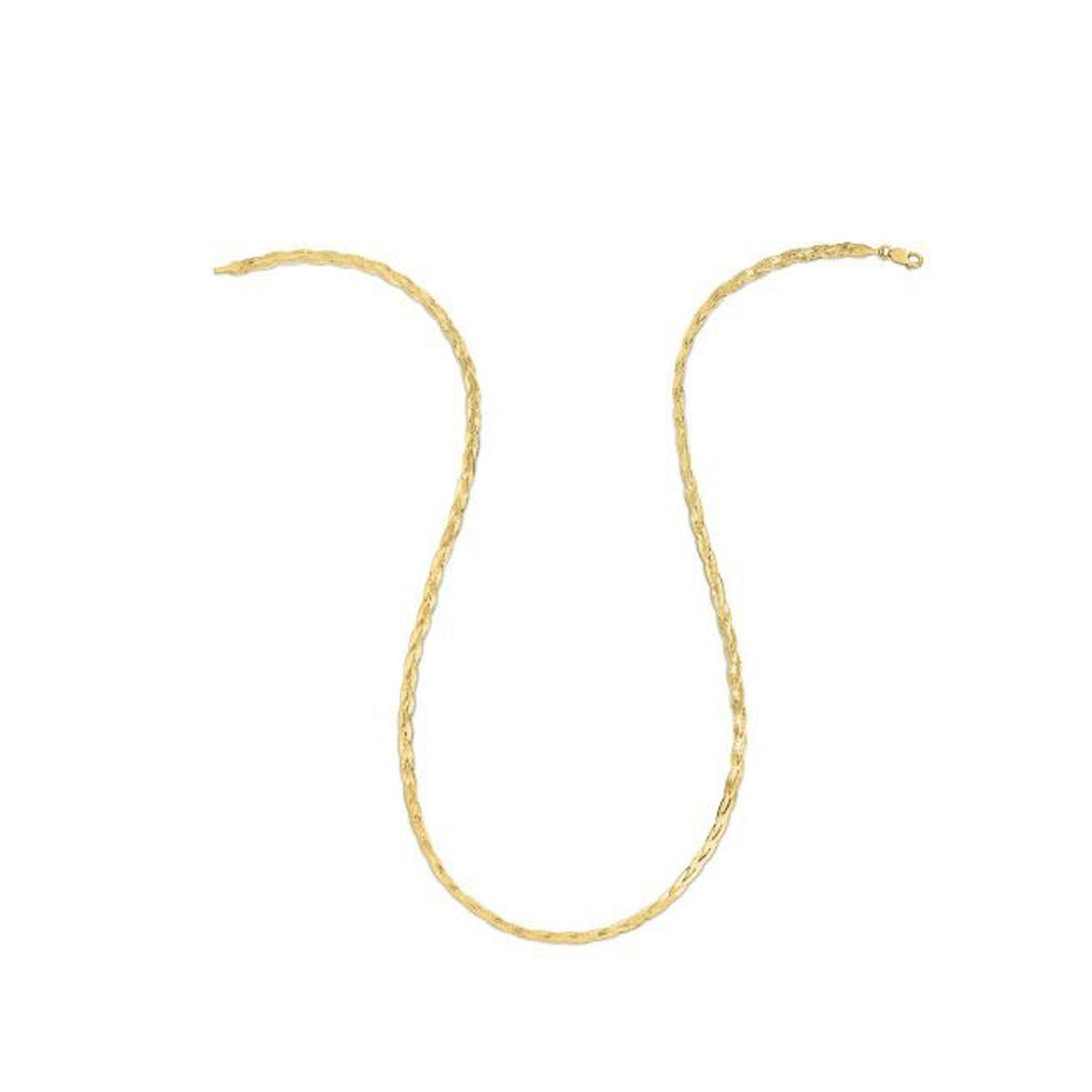 14k yellow gold braided herringbone chain 3.20mm, Avera Group, view 2