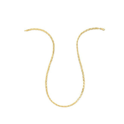 14k yellow gold braided herringbone chain 3.20mm, Avera Group, view 2