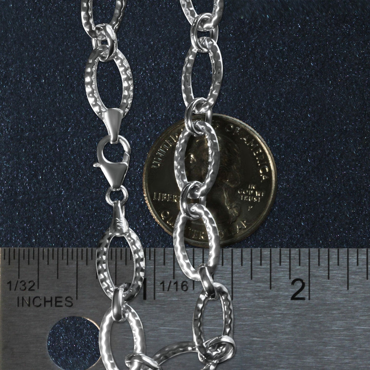 Textured Oval Link Bracelet in 14k White Gold (8.60 mm) by Avera Group