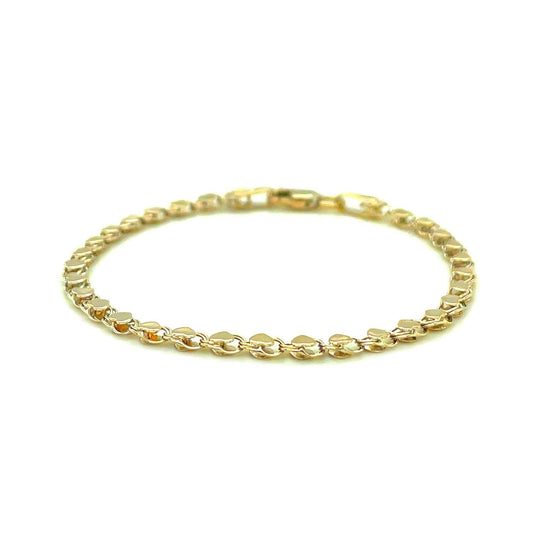 14k yellow gold heart link anklet by Avera Group, view 2