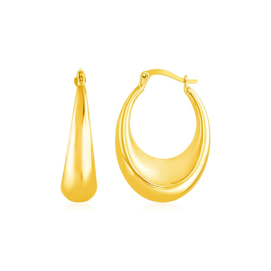 14k yellow gold polished puffed hoop earrings by Avera Group