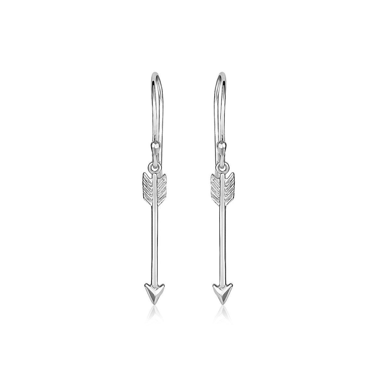 Sterling Silver Polished and Textured Arrow Earrings by Avera Group