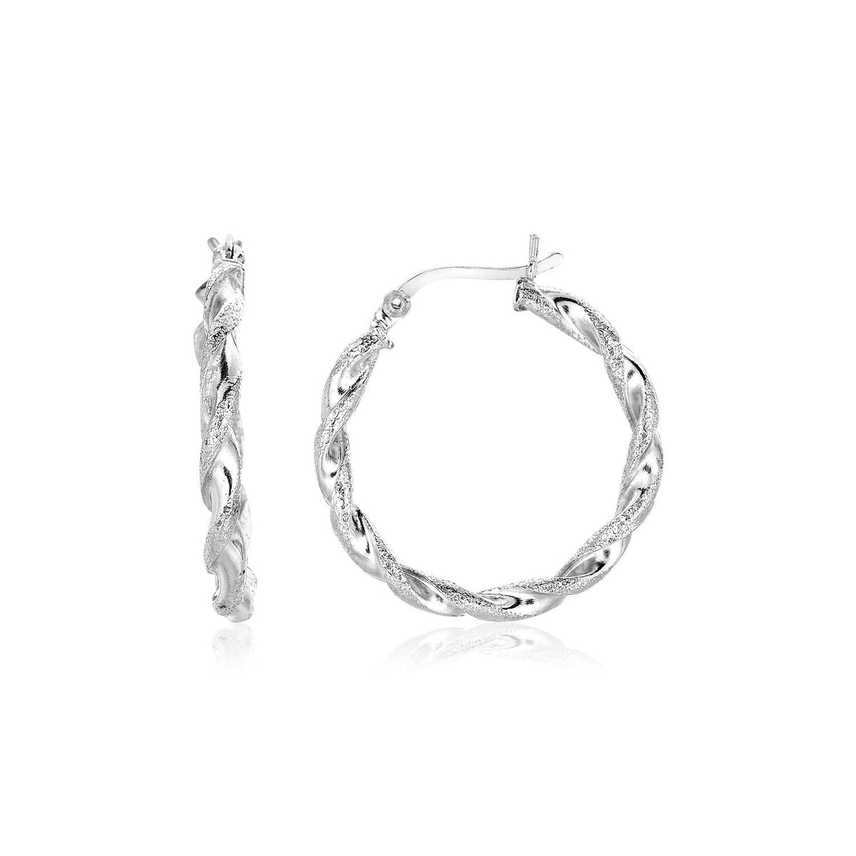 Sterling Silver Round Twisted Hoop Earrings by Avera Group