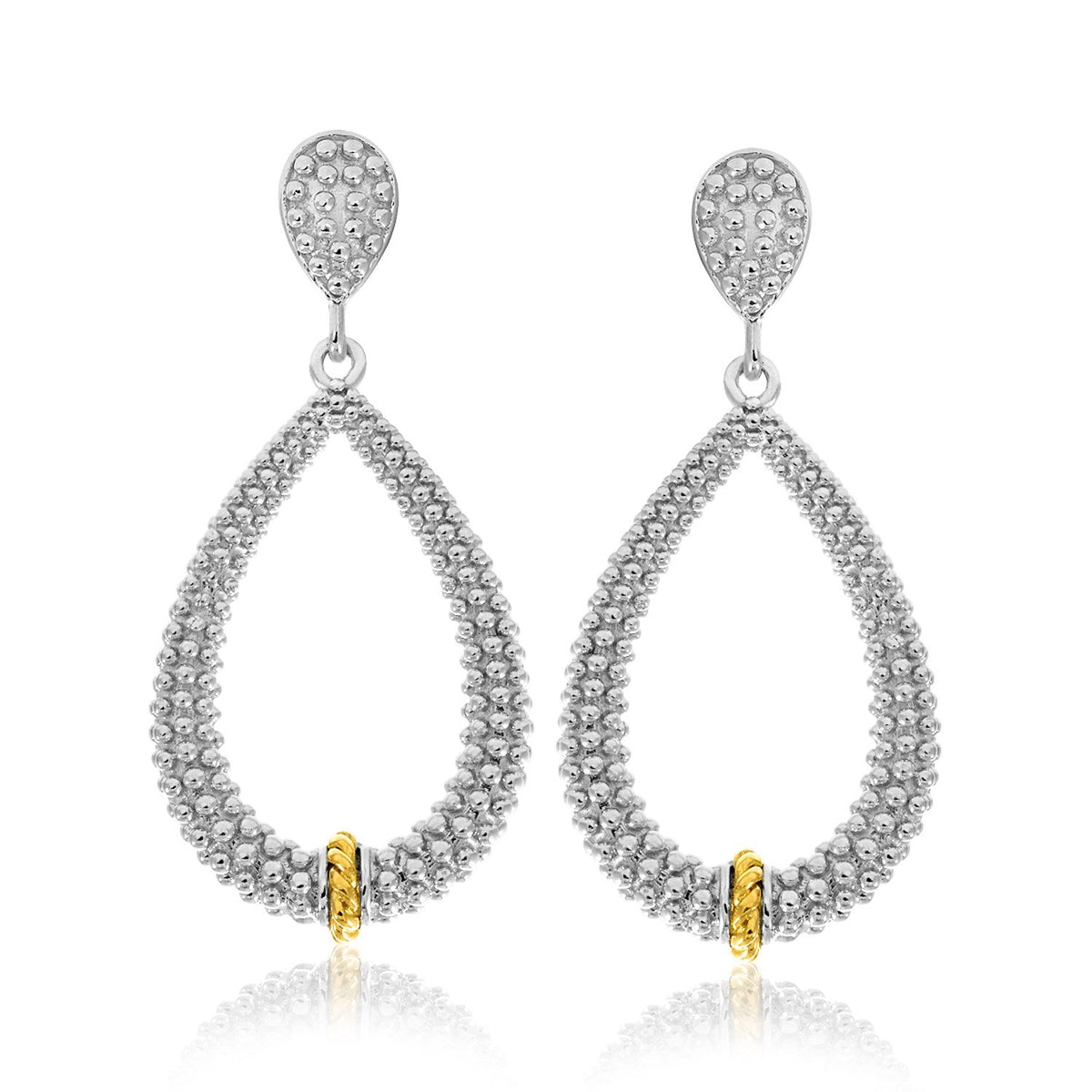 18k yellow gold and sterling silver graduated popcorn earrings by Avera Group