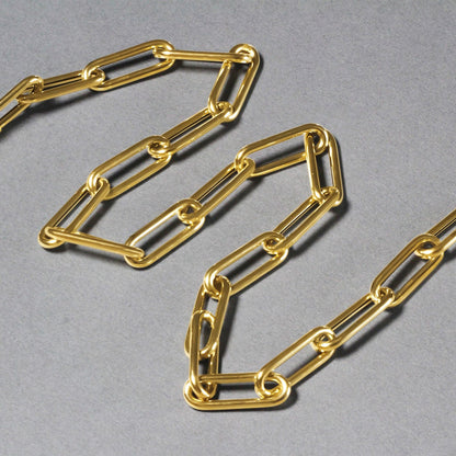 14k yellow gold 8.5mm rounded paperclip chain necklace, Avera Group, view 4