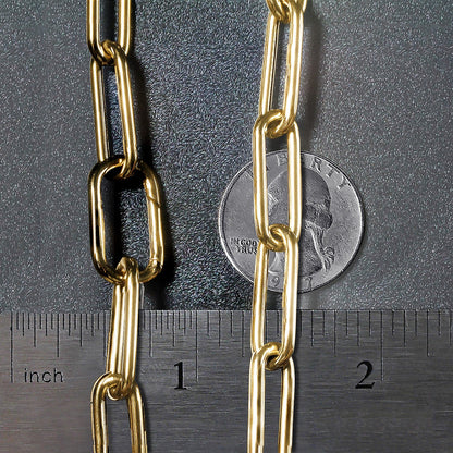 14k yellow gold 8.5mm rounded paperclip chain necklace, Avera Group, view 6