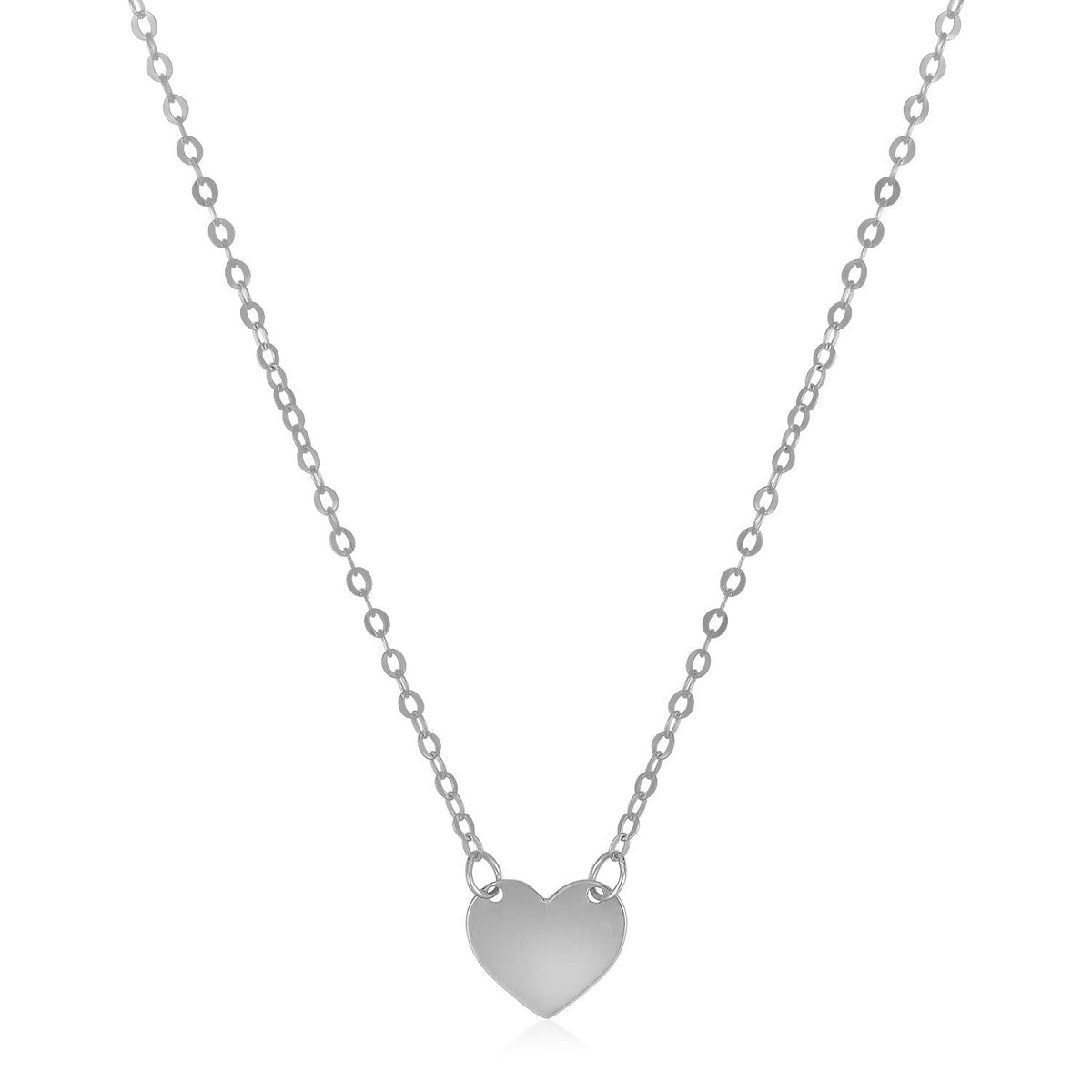 14k white gold polished mini heart necklace, Avera Group