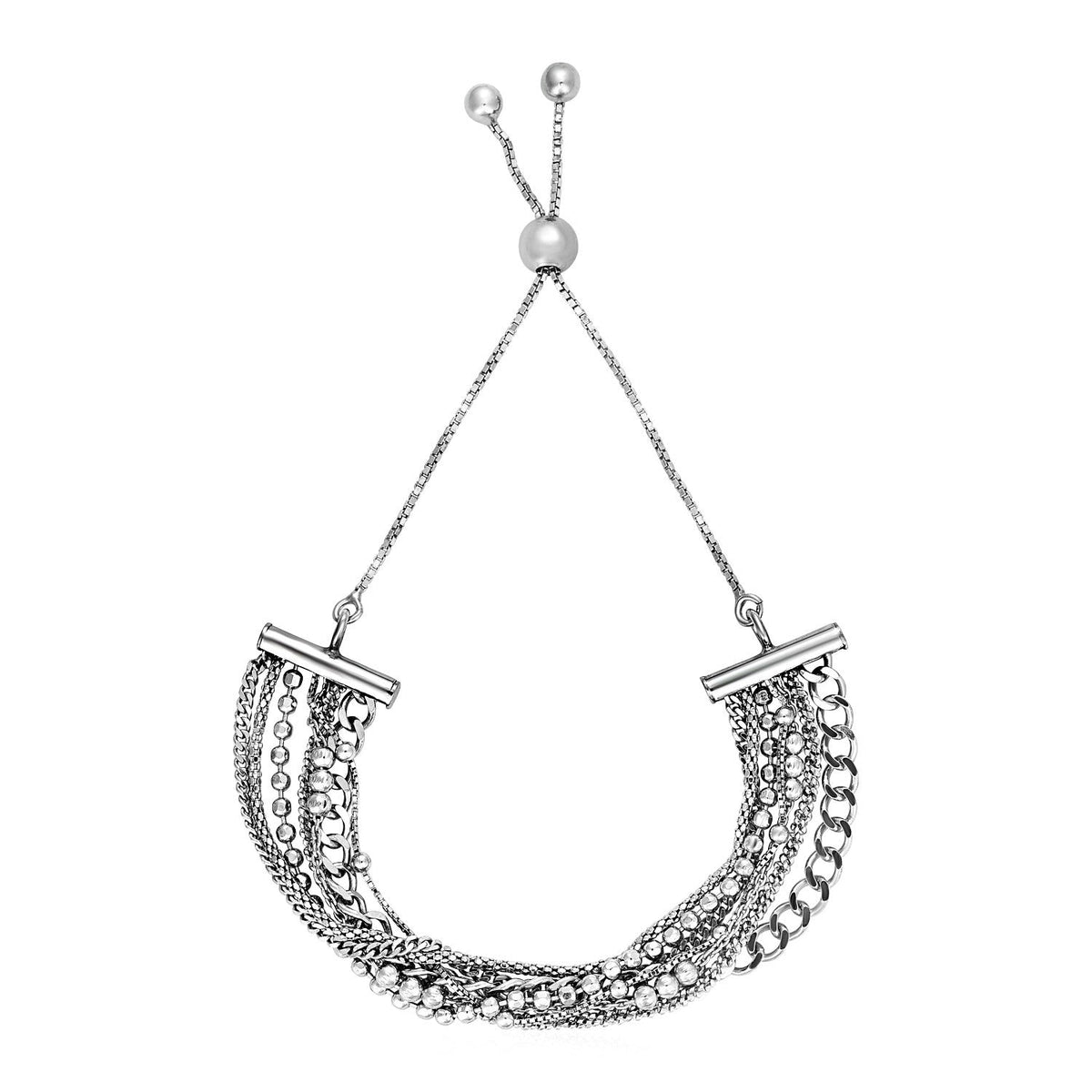 Adjustable multi chain bracelet in sterling silver, Avera Group