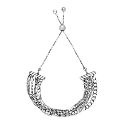 Adjustable multi chain bracelet in sterling silver, Avera Group