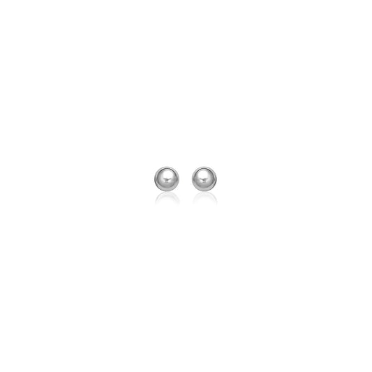 14k white gold spherical ball stud earrings 3mm by Avera Group