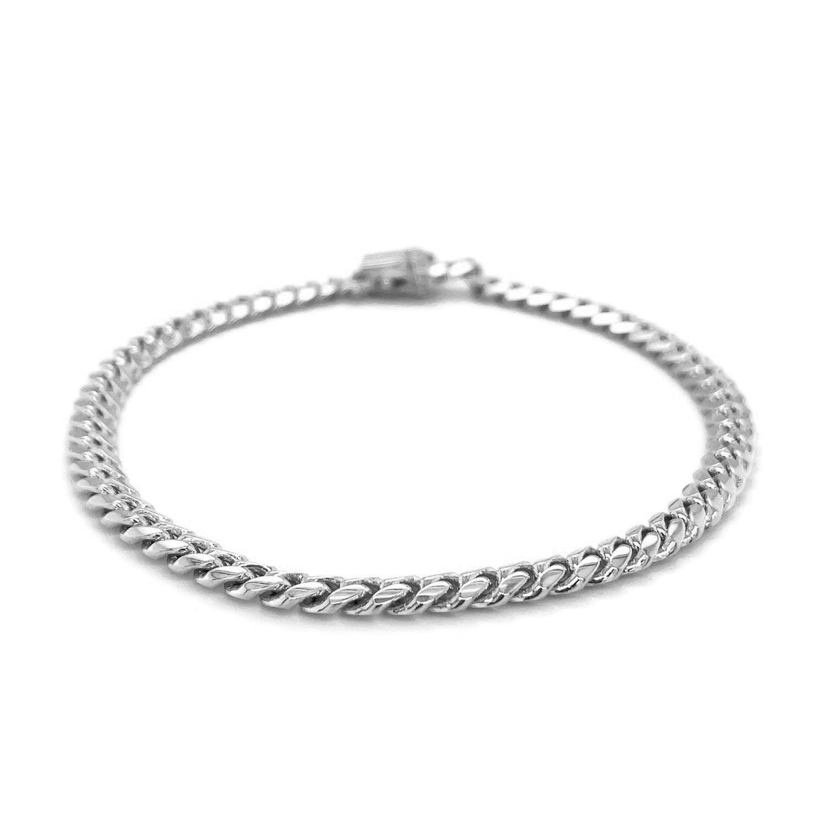 5.0 mm 14k white gold classic solid Miami Cuban bracelet, Avera Group, view 2