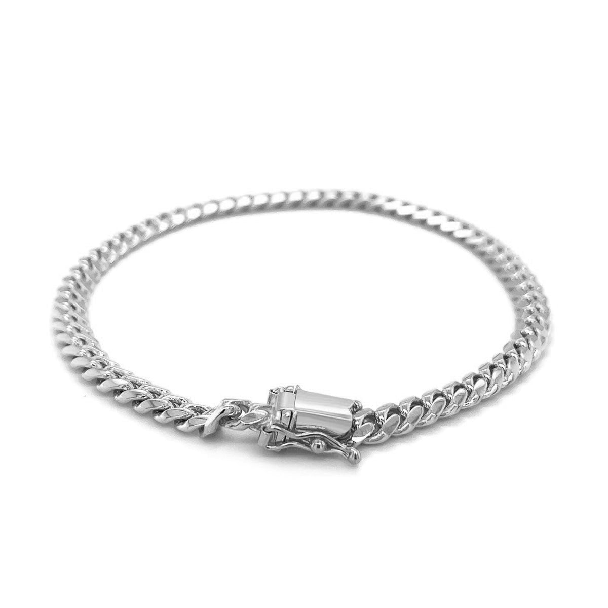 5.0 mm 14k white gold classic solid Miami Cuban bracelet, Avera Group, view 3