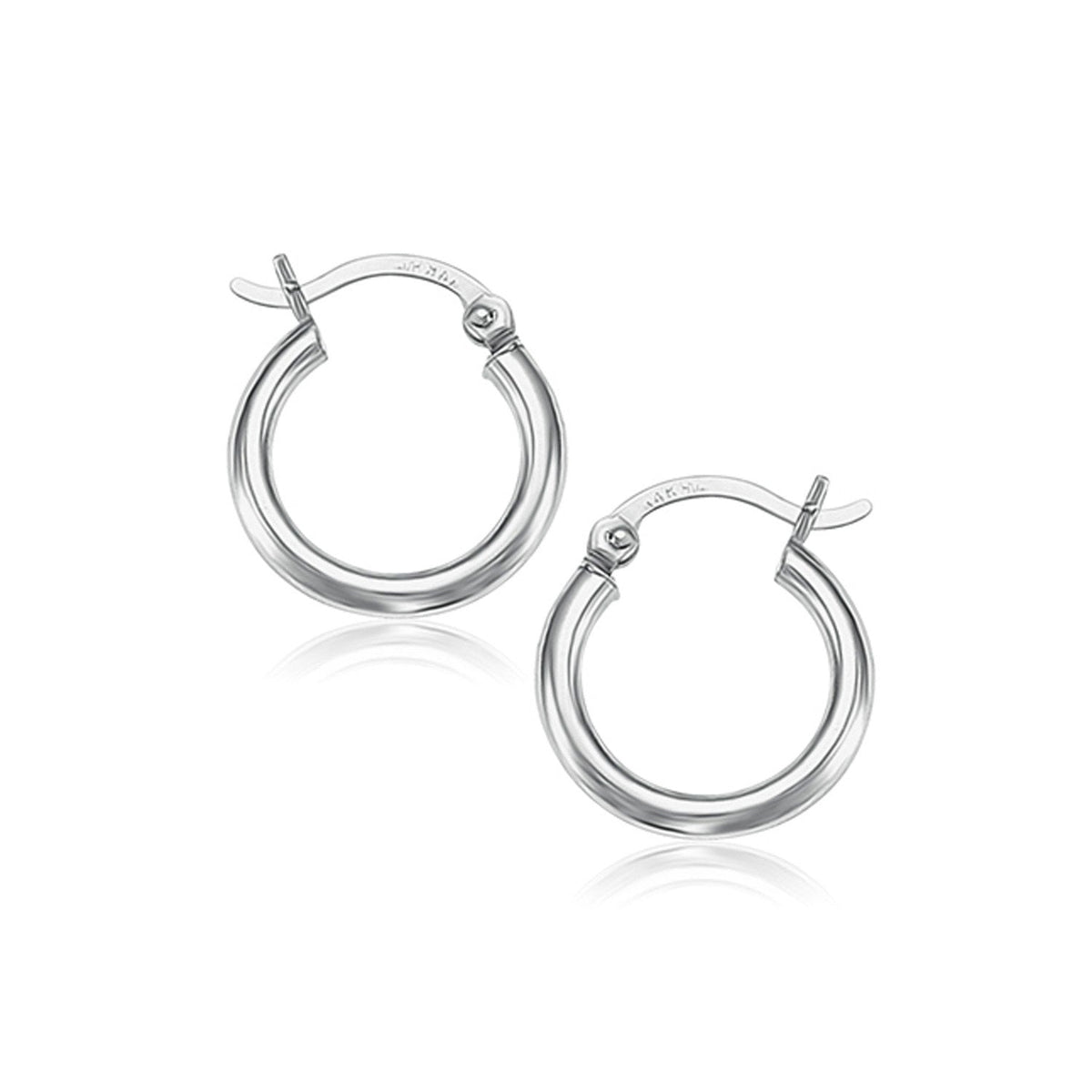 Avera Group 10K white gold polished hoop earrings, 15mm