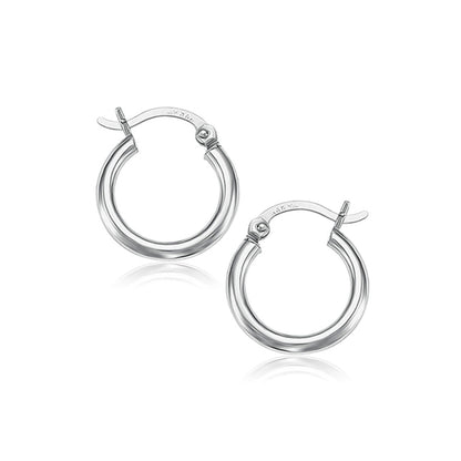 Avera Group 10K white gold polished hoop earrings, 15mm