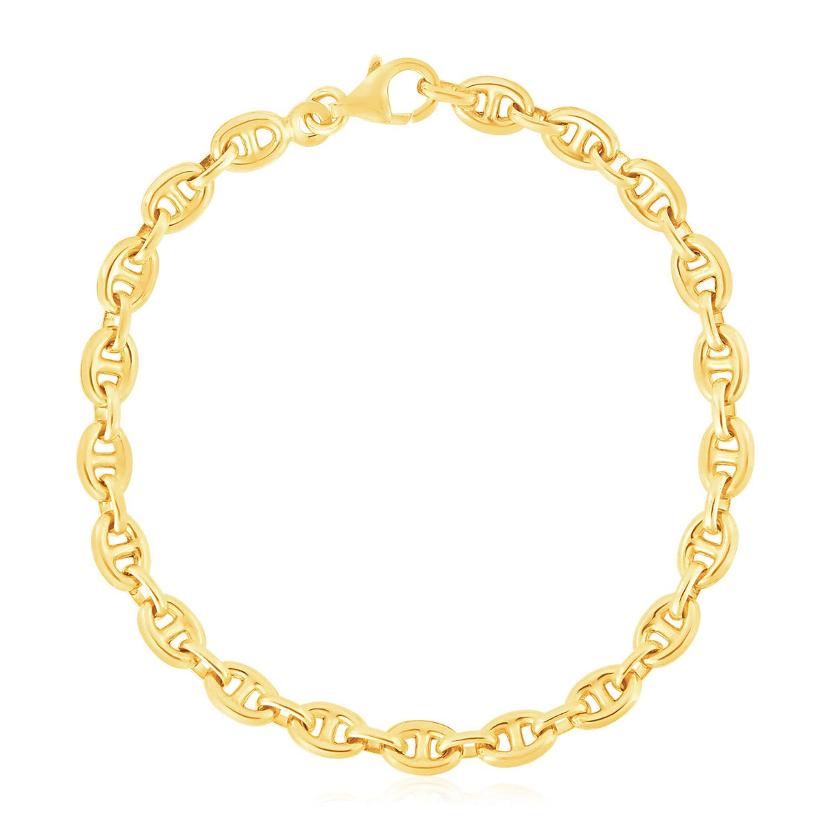 14k yellow gold high polish mariner link bracelet, 5.4mm by Avera Group, view 2