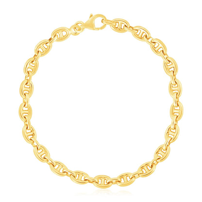 14k yellow gold high polish mariner link bracelet, 5.4mm by Avera Group, view 2