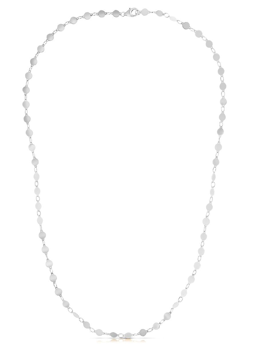 14k white gold choker-style necklace of polished circles, 18 inch, Avera Group